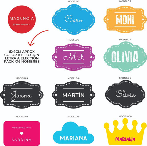 Stickers Personalizados Con Dibujos Para Vasos X16 Unidades 0