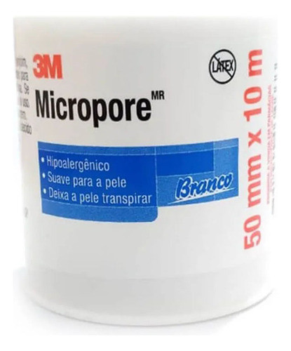 Fita Micropore 3m 50x10 Branca Kit 6un 1