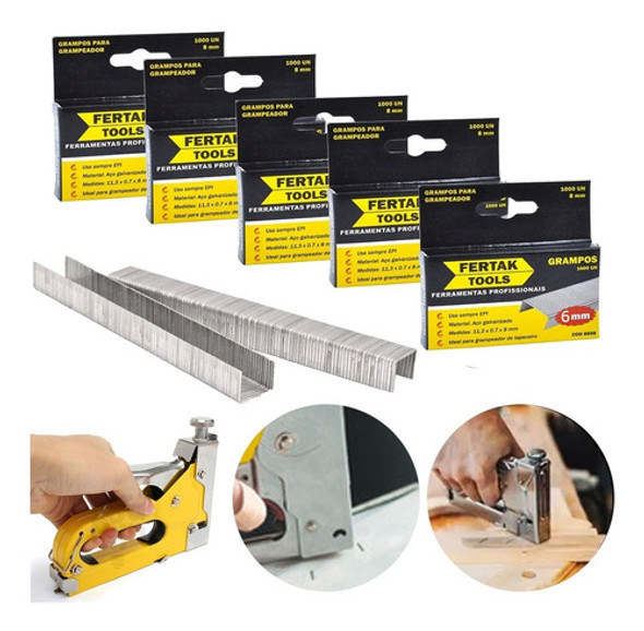 Grampo 6mm P/ Grampeador Manual Estofado Tapeçaria 5000 Pcs 0