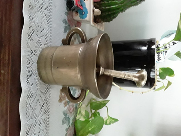 Antiguo Mortero De Bronce Con Su Pilón 0 Antiguo Mortero De Bronce Con Su Pilón 0