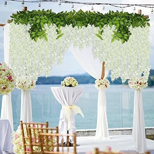 Pack De 24 Flores Artificiales Colgantes Blanco 1