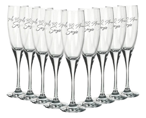 Copas Champagne Souvenir Grabadas Personalizadas Vidrio 10un 0