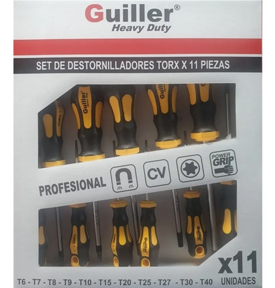Kit Destornilladores X11p Torx T6 T40 Imantados Ergo Guiller 1
