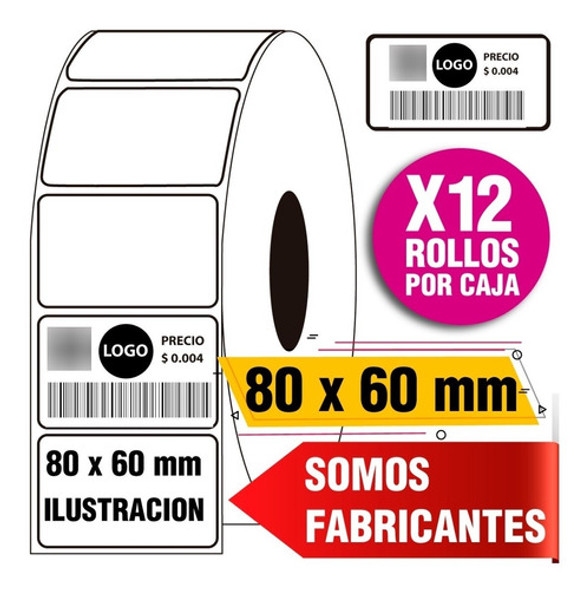 Etiquetas Ilustracion Autoadhesivas 80 X 60 Mm X 12 Rollos 1
