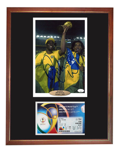 Ronaldinho Campeon Mundial 2002 Brasil Foto Firmada Entrada 0