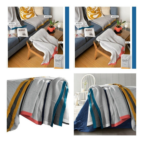 Manta Cubresillon Pie De Cama Gris Combinado 130 X 180 0