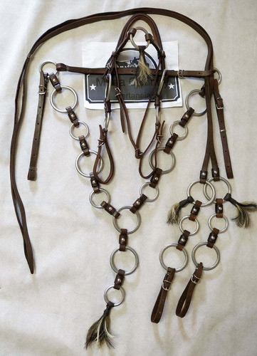 Peitera Com Argolas De Aluminio Cabeçada Rédea De Couro Leg. 0