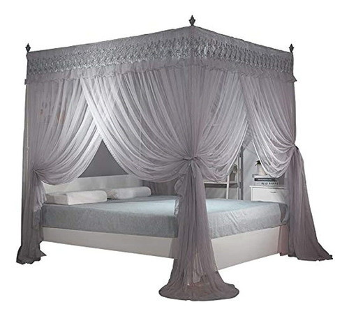 ~?nattey 4 Corners Post Canopy Bed Cortinas Para Niñas Y Adu 0