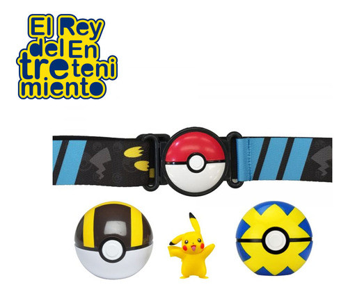Cinturon Pokemon Entrenamiento 2 Pokebolas + 1 Figura El Rey 1