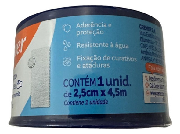 Esparadrapo Impermeável Branco Cremer 2,5cm X 4,5m - 6un. 1