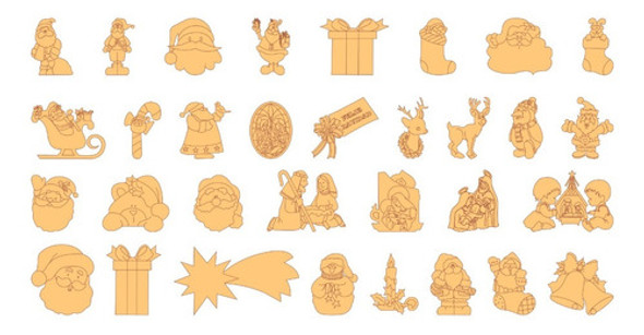 Pack De Vectores Corte Laser - 250 Figuras Navidad 1