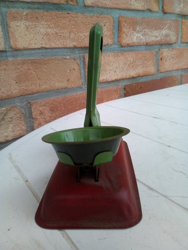 Antigua Balanza Nima De Juguete Hecha En Chapa Verde Y Roja 1