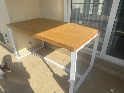 Mesa Con Tapa Tipo Roble, Estructura De Hierro 0