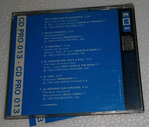 Emi Pro 013 Promo Difusion Cd Megadeth Huey Lewis + Oa Kktus 1