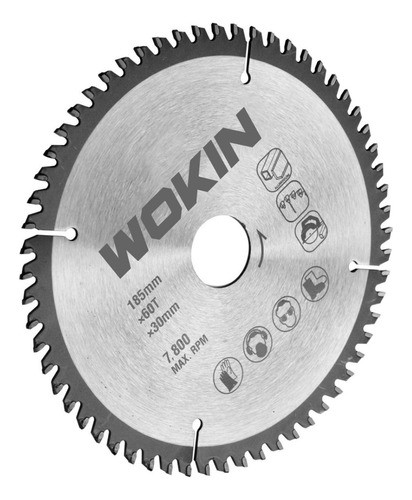 Disco Sierra Circular 60 Dientes 185mm 7¼'' - Wokin 0