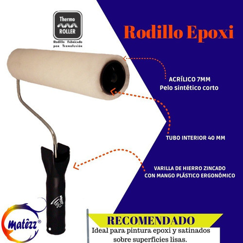 Rodillo Epoxy 22cm Matêzz ® Thermo (x 5un.) 1