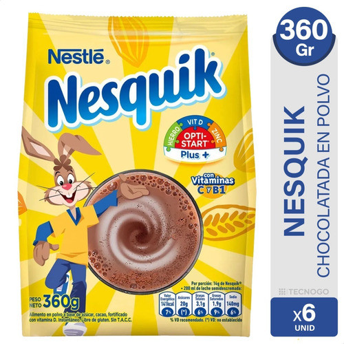 Nesquik Chocolate Cacao En Polvo Bebida Chocolatada Pack X6 0