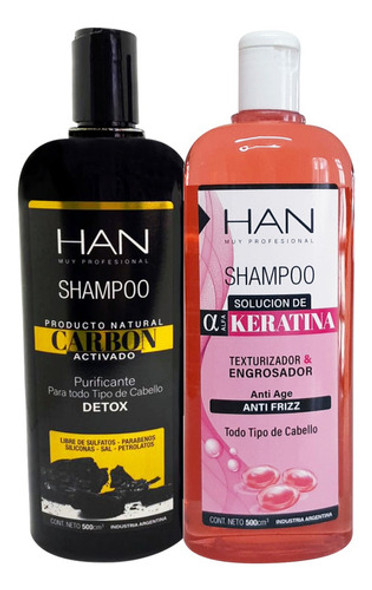Combo X2 Shampoo Carbon Detox - Keratina - Han 0 Combo X2 Shampoo Carbon Detox - Keratina - Han 0