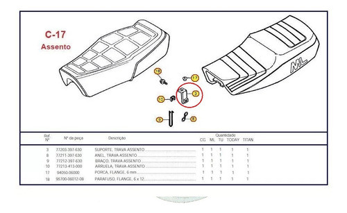 Soporte Traba Asiento Honda Cg 125 Today Orig 77203-397-630 1