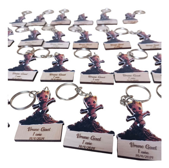 Llaveros Personalizados Cumpleaños Infantil Baby Groot (2u) 0