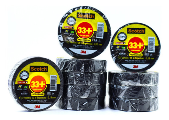 Kit Fita Isolante 33+ 19mmx20m Scotch - 3m (10 Unidades) 0