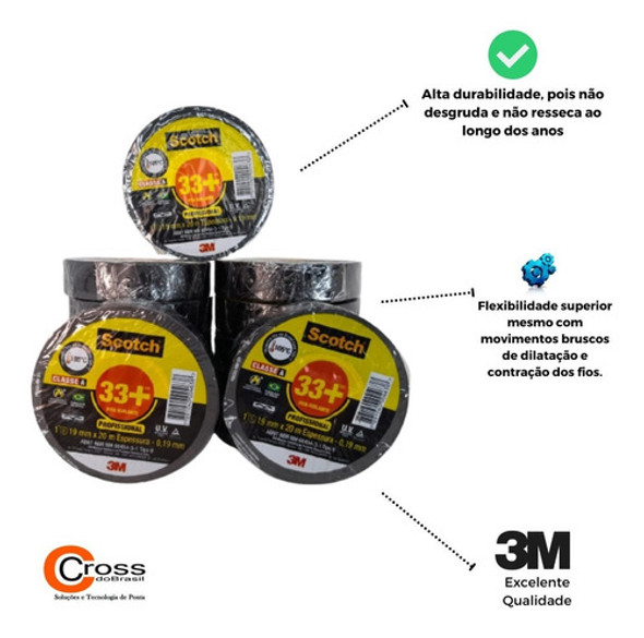 Kit Fita Isolante 33+ 19mmx20m Scotch - 3m (10 Unidades) 1