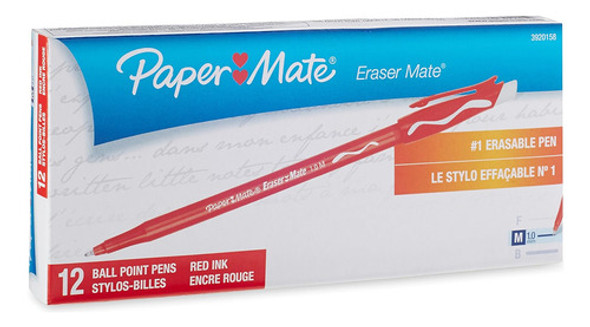 Papel Mate Erasermate Pluma Borrable, Punto Medio, Rojo, 0