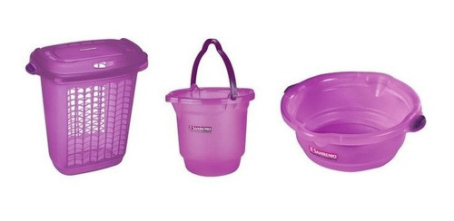 Set De Baño Balde - Palangana - Cesto Ropa Sucia Sanremo 0