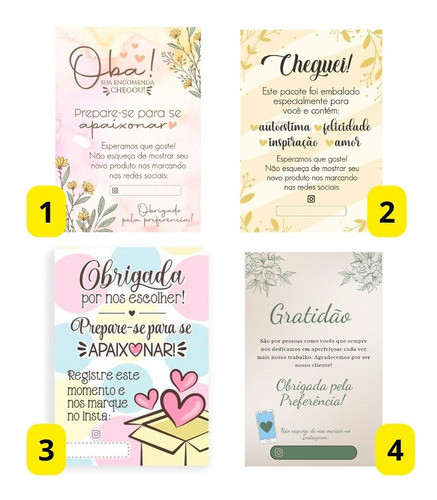 100 Un Cartão De Agradecimento Tam 7x10 Cm 1