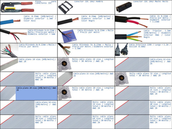Pack 4x Cable Plano 20 Vias Por Metro Flat Hilos Pines Condu 1