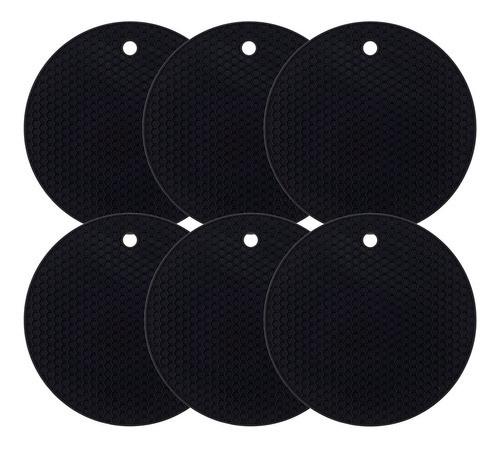 Jogo De Seis Descanso Redondo Preto 18cm Weck 0