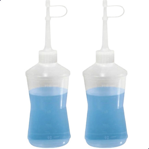 Kit Com 02 Almotolias Transparente Bico Reto Frasco 250ml 0