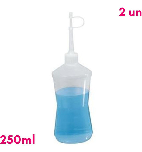 Kit Com 02 Almotolias Transparente Bico Reto Frasco 250ml 1