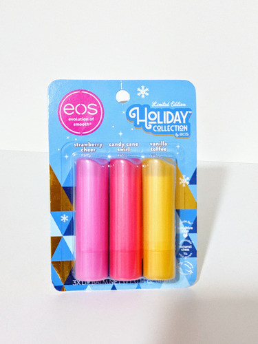 Eos Kit Holiday Strawberry Cherry+ Candy Cane+vanilla Toffee 1