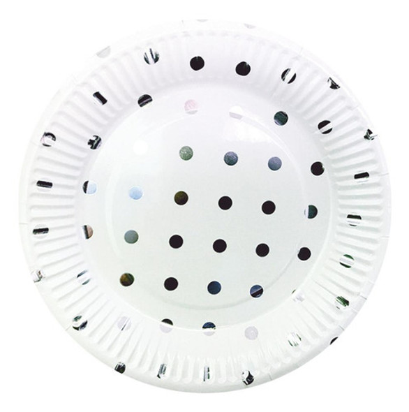 Platos Descartables Metalizados Plateado 18cm 0