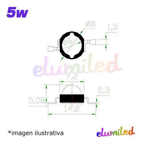 Led Chip 5 Watts Infrarrojo 940nm Ir940 X2 Unidades 1