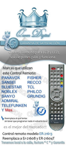Control Remoto Para Lcd Er-21613 Remplaza A Er-21608 Y 21604 1