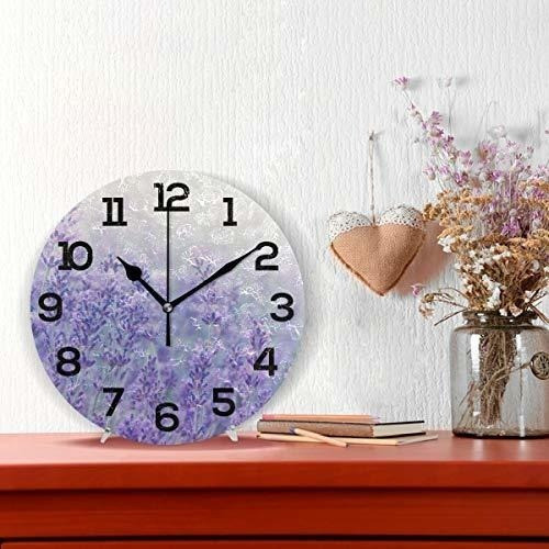 Imonka Lavanda Purpura Reloj De Pared Redondo Sin Tictac Si 1