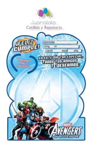 Afiche Firmas Avengers Cumpleaños X 1 U. Cotillón Juanalalo 0