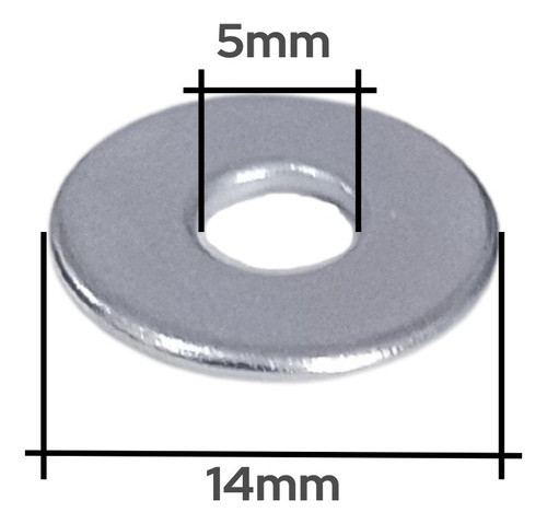 Arandela Plana Hierro Zincado 3/16 14mm 4mm X 100u 1