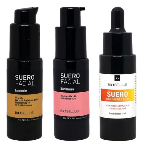 Suero Niacinamida Biobellus + Iluminador + Bioregenerador 0