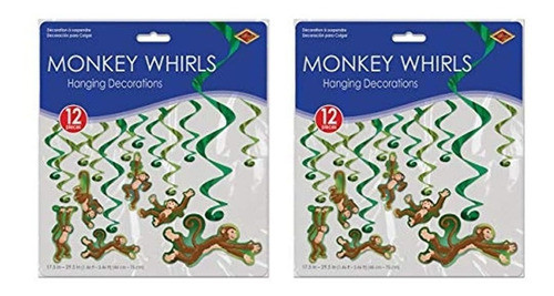 Beistle Monkey Whirls, 24 Piezas, 17.5 -31.5 , Multicolor 1
