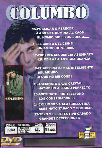 Dvd- Columbo- Clasico De Tv - Peter Falk Disco15/ 3 Episodio 1