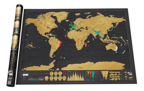 Mapa Raspa Black Edition Deluxe Mapamundi Para Viajeros 0