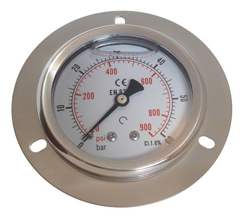 Manómetro Ø 63mm, Baño Glicerina Rosca ¼ 0-60 Bar Brida 1