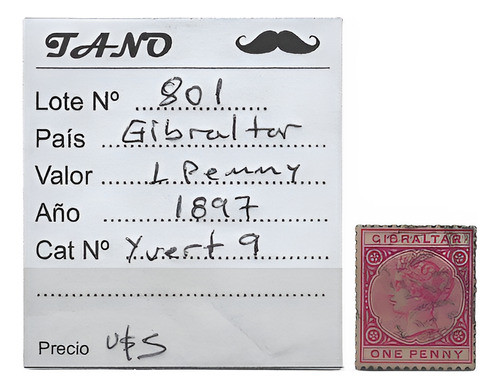 Lote801 Gibraltar 1 Penny Año 1897 Yvert# 9 De Calidad 0