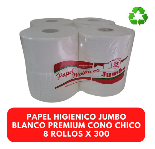 Papel Higienico Jumbo Blanco Premium 8 Rollos X 300 C.chico 1