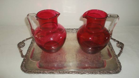 Fina Jarra Cristal Rubi Antigua Para Vino O Agua Veala 0