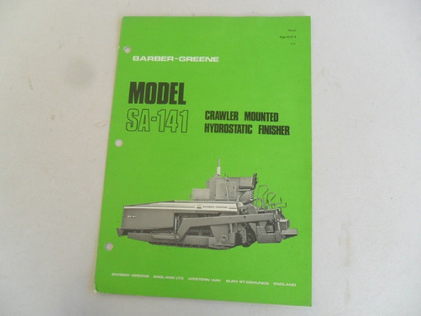 Barber Greene Sa 141 Folleto Catalogo No Manual Crawler 0