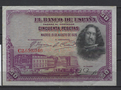 B178 Billete España 50 Persetas Año 1928 P-75b 1